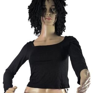 Stylish Black Long Sleeve Crop Top